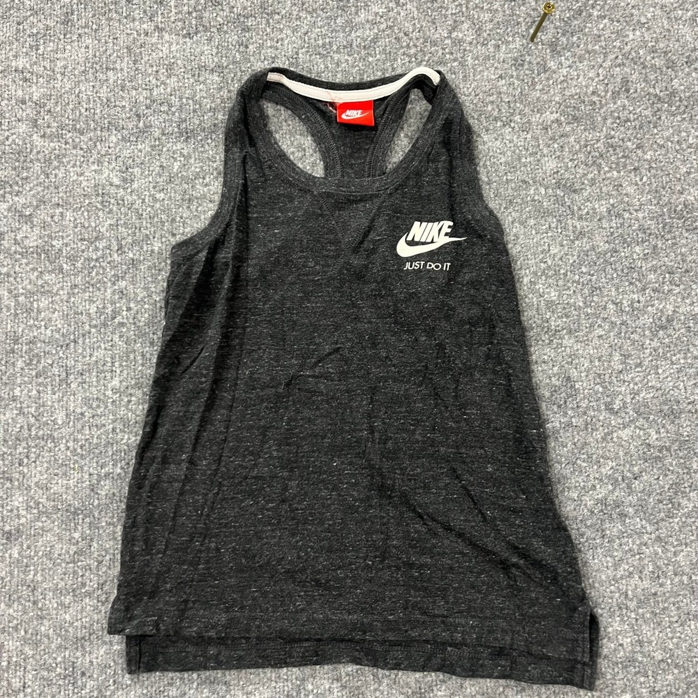 Nike Tank Top Womens Size XS Charcoal Grey Heather Racerback Just Do It Athletic